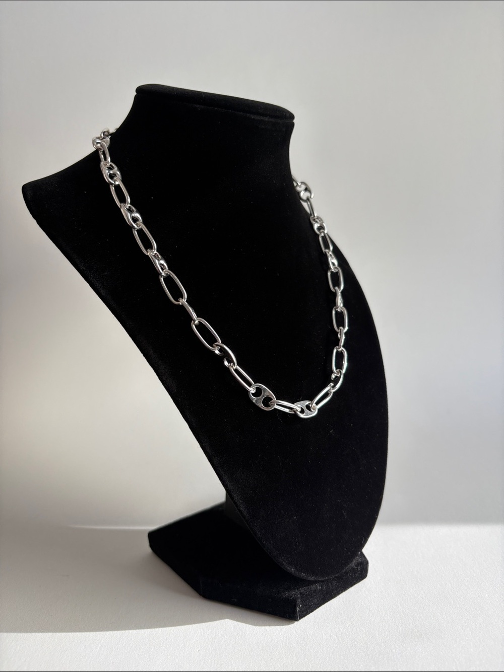 Silver Link Chain Necklace Polished Women Jewelry - Picture 2 of 4
